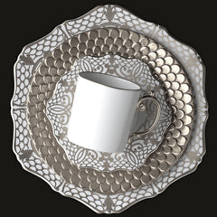 Alencon Silver Espresso Cup & Saucer Set of 6 - RSVP Style