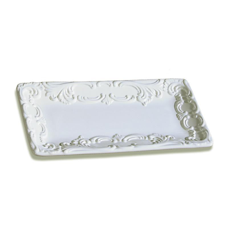 Baroque White Rectangular Platter - RSVP Style