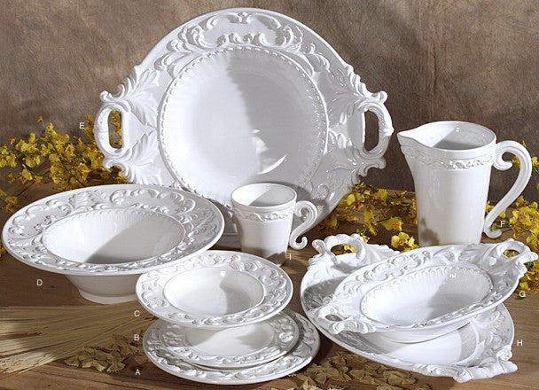 Baroque White Dinner Plate - RSVP Style