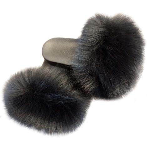 Black POOF Fur Slides - RSVP Style