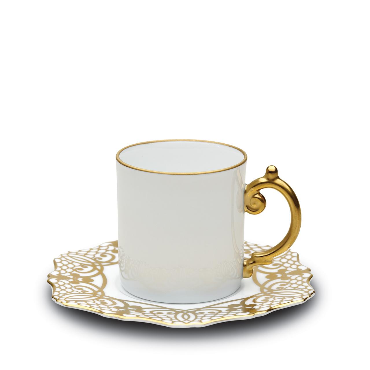 Alencon Gold Espresso Cup & Saucer Set of 6 - RSVP Style
