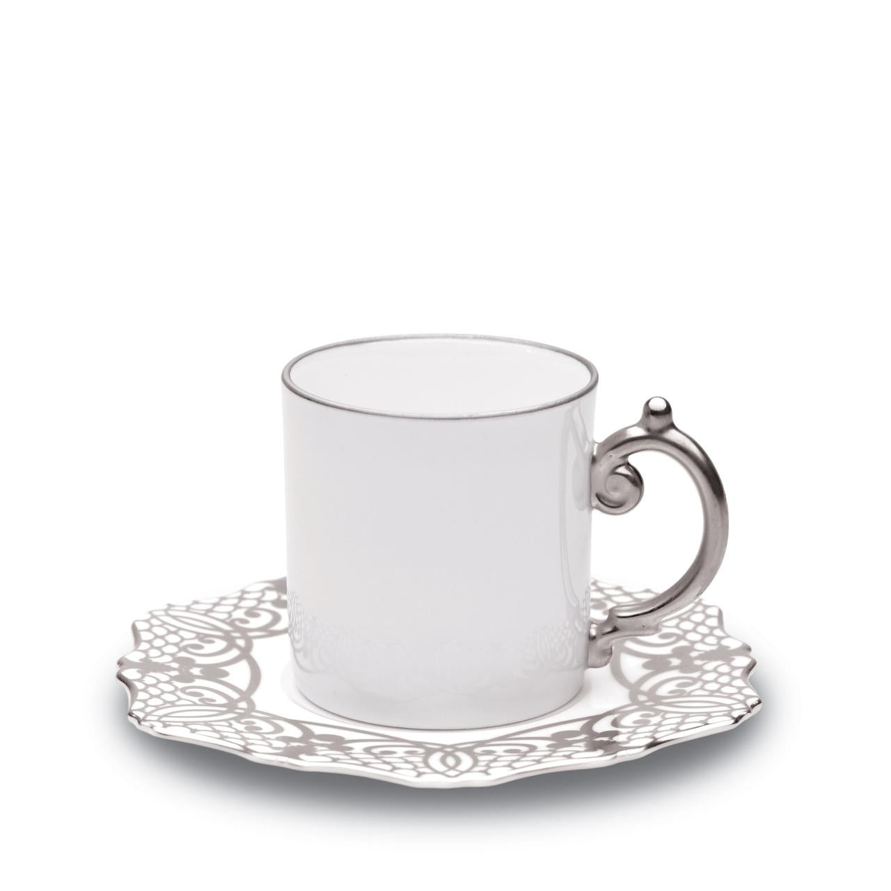 Alencon Silver Espresso Cup & Saucer - RSVP Style