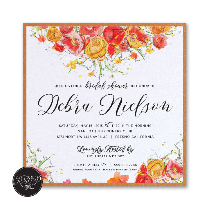 Fab Floral Bridal Shower Invitation - RSVP Style
