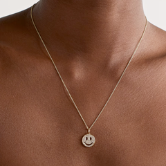 Happy Face Gold & Diamond Pavé Necklace—Medium, Sydney Evan - RSVP Style