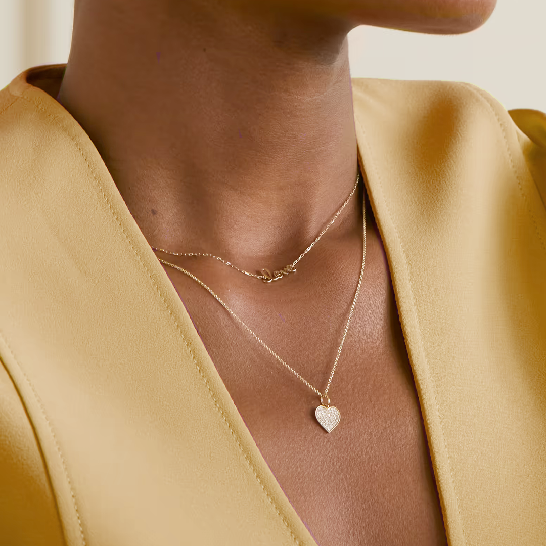 Heart Gold & Pavé Diamond Necklace—Mini, Sydney Evan - RSVP Style