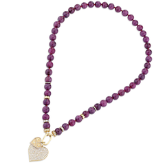 Multi-Heart Gold & Diamond Ruby Necklace, Sydney Evan - RSVP Style