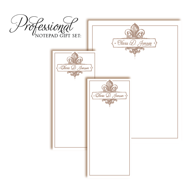 Customized Notepad Gift Set Fleur de Lis - RSVP Style