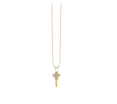 Yellow Gold & Diamond Mini Key Necklace - RSVP Style