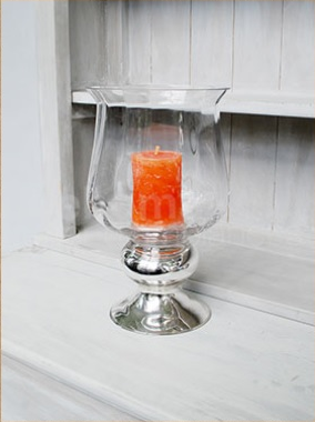 Glass Hurricane with Silver Pedestal - RSVP Style