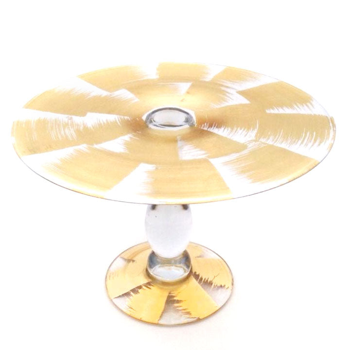 Gold Slash Glass Footed Cake Plate - RSVP Style
