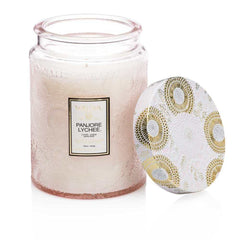 Panjore Lychee  ·  Japonica Large Embossed Jar Candle - RSVP Style