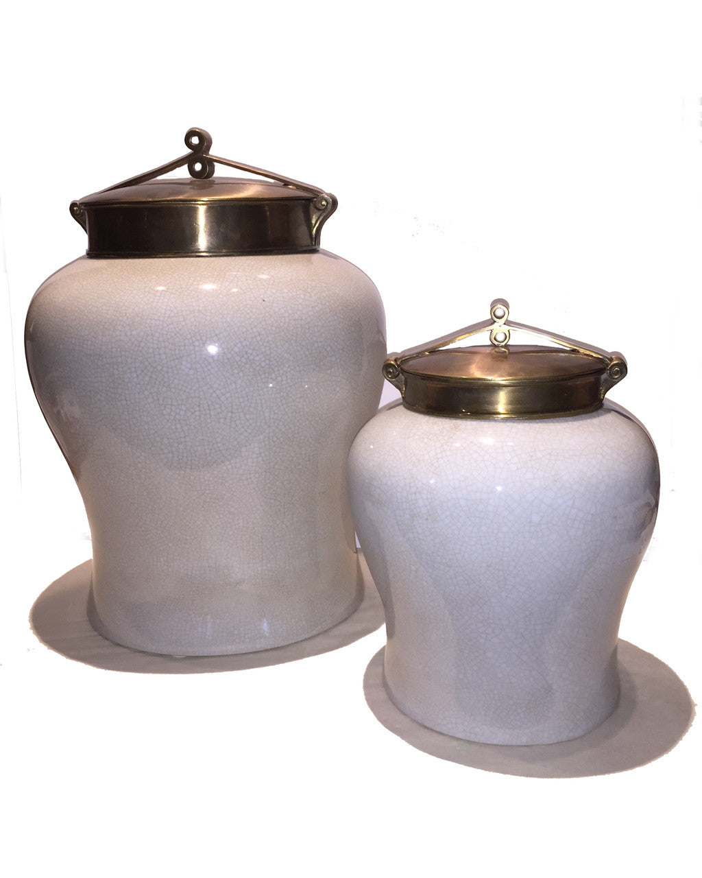 White Crackle Jar with Bronzed Lid | Small - RSVP Style