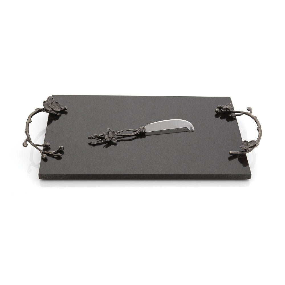 Black Orchid Large Cheeseboard & Knife - RSVP Style