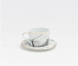 Eleni White Marble Cup and Saucer - RSVP Style