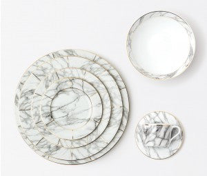 Eleni White Marble Cup and Saucer - RSVP Style