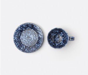 Isla Spotted White Navy Cup and Saucer - RSVP Style