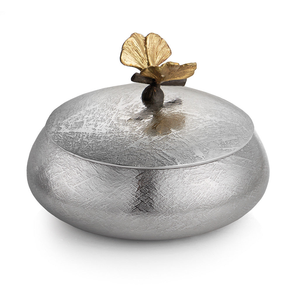 Butterfly Ginkgo Round Decorative Box - RSVP Style