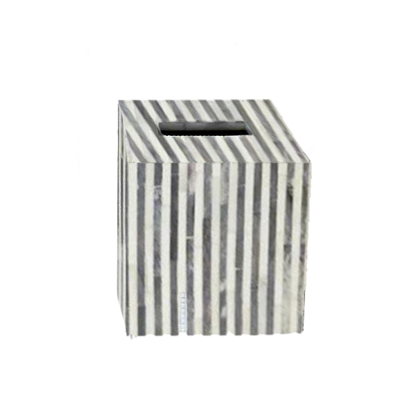 Striped Grey Bone Tissue Box - RSVP Style