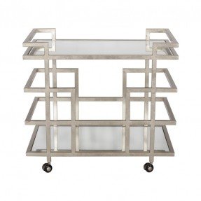 Silver Leaf Mirrored Bar Cart - RSVP Style