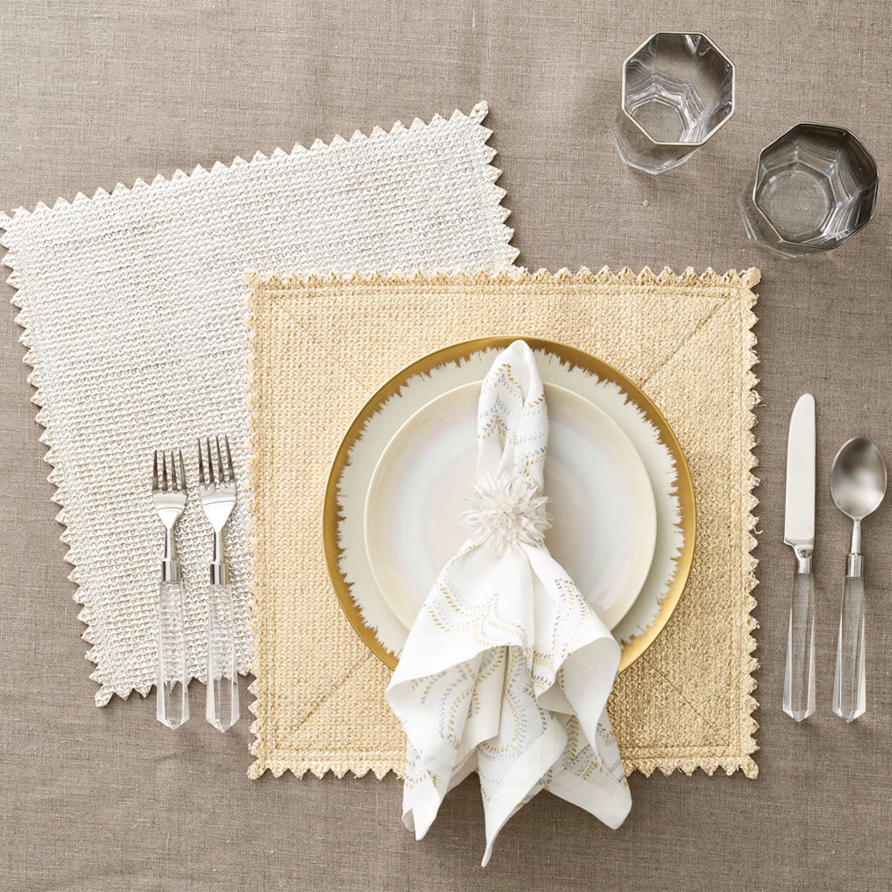 Stamped Reversible Placemat — Silver/Gold Set of 4 - RSVP Style