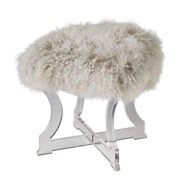 Lamb Fur Acrylic Bench - RSVP Style