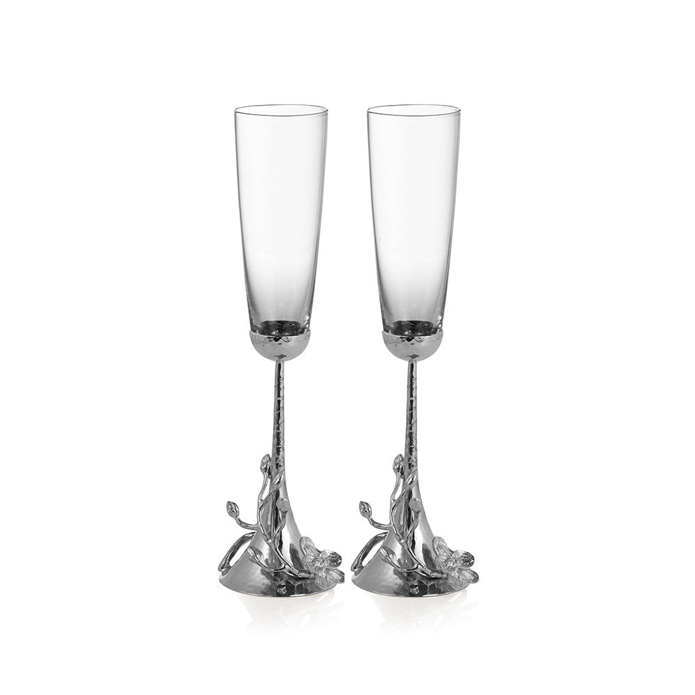 White Orchid Toasting Flute | Set of 2 - RSVP Style